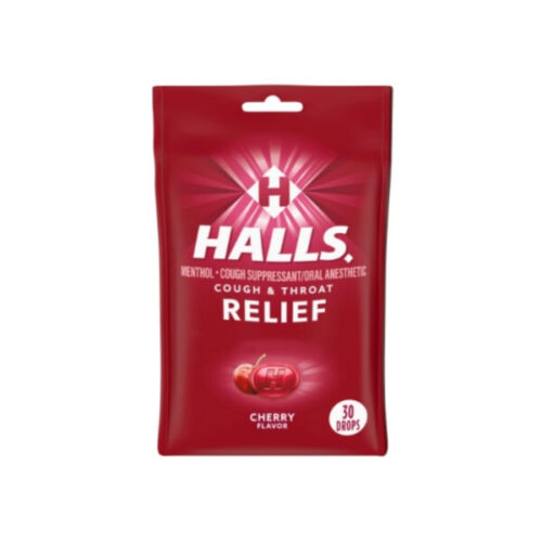 HALLS RELIEF CHERRY FLAVOR COUGH DROPS GETHALLS