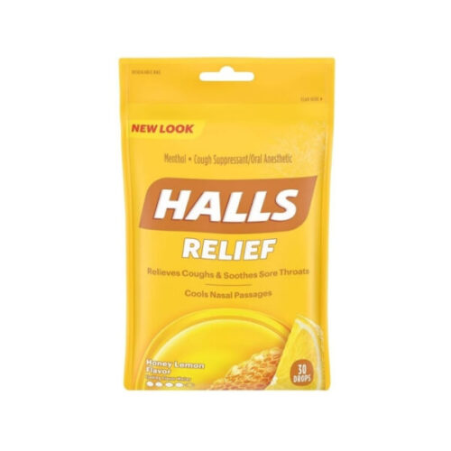 HALLS RELIEF HONEY LEMON FLAVOR COUGH DROPS GETHALLS