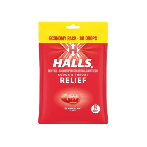 HALLS RELIEF STRAWBERRY FLAVOR COUGH DROPS