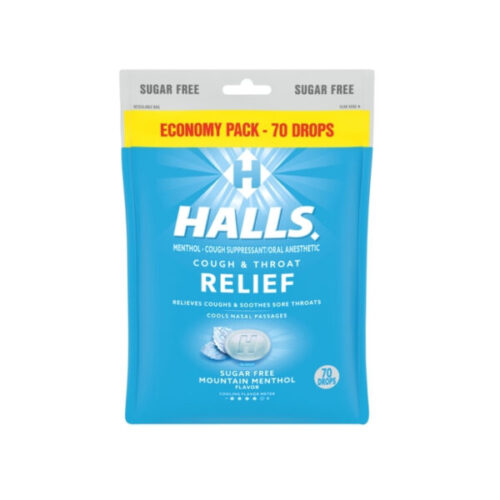 HALLS RELIEF SUGAR FREE MOUNTAIN MENTHOL FLAVOR COUGH DROPS GETHALLS