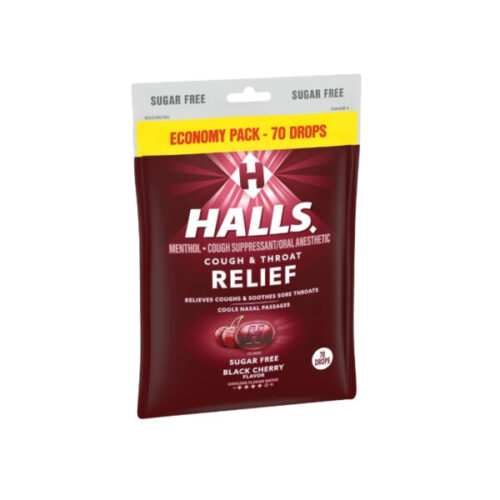 HALLS RELIEFSUGAR FREE BLACK CHERRY FLAVOR COUGH DROPS GETHALLS
